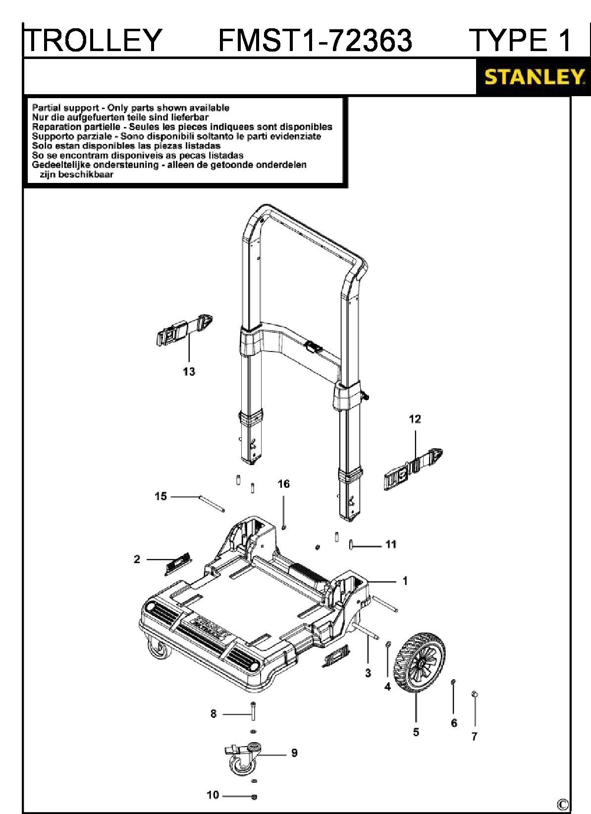 ЗАПЧАСТИ ДЛЯ ТЕЛЕЖКИ STANLEY FMST1-72363 TYPE 1