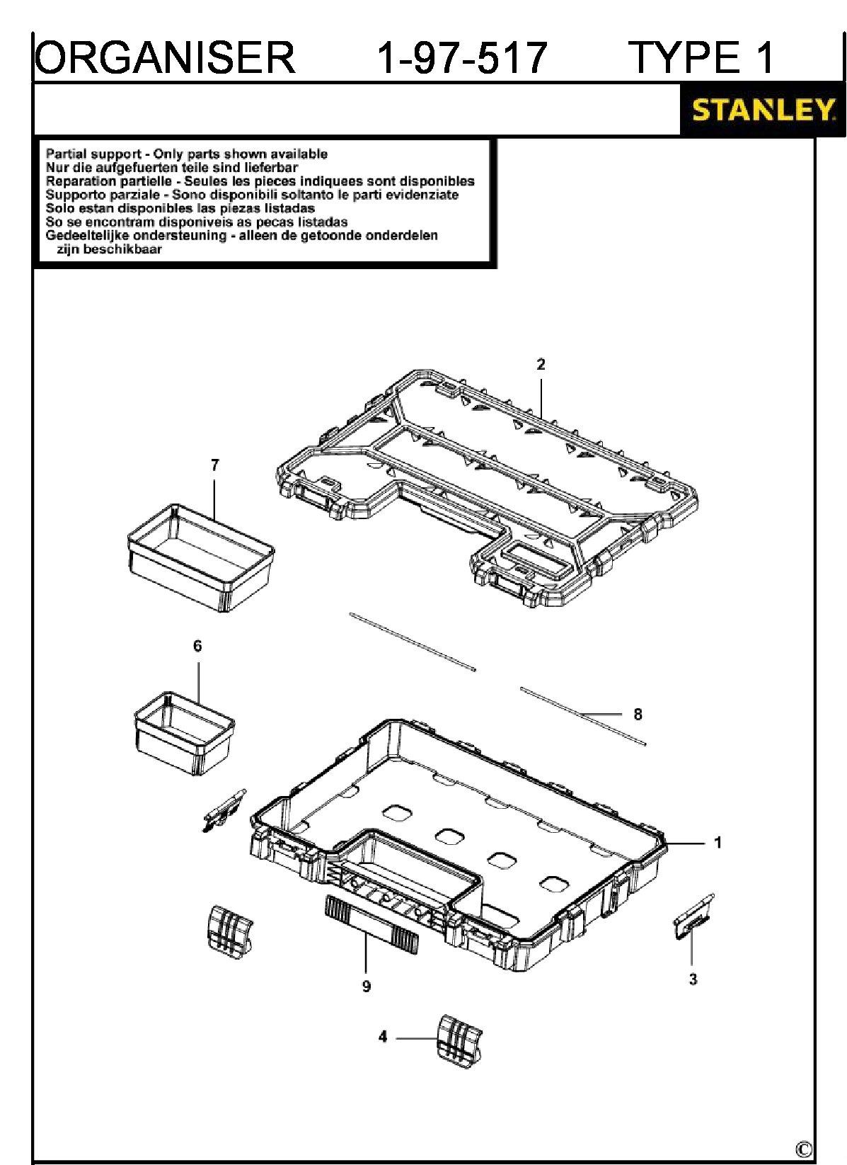 ЗАПЧАСТИ ДЛЯ ОРГАНАЙЗЕРА STANLEY 1-97-517 TYPE 1