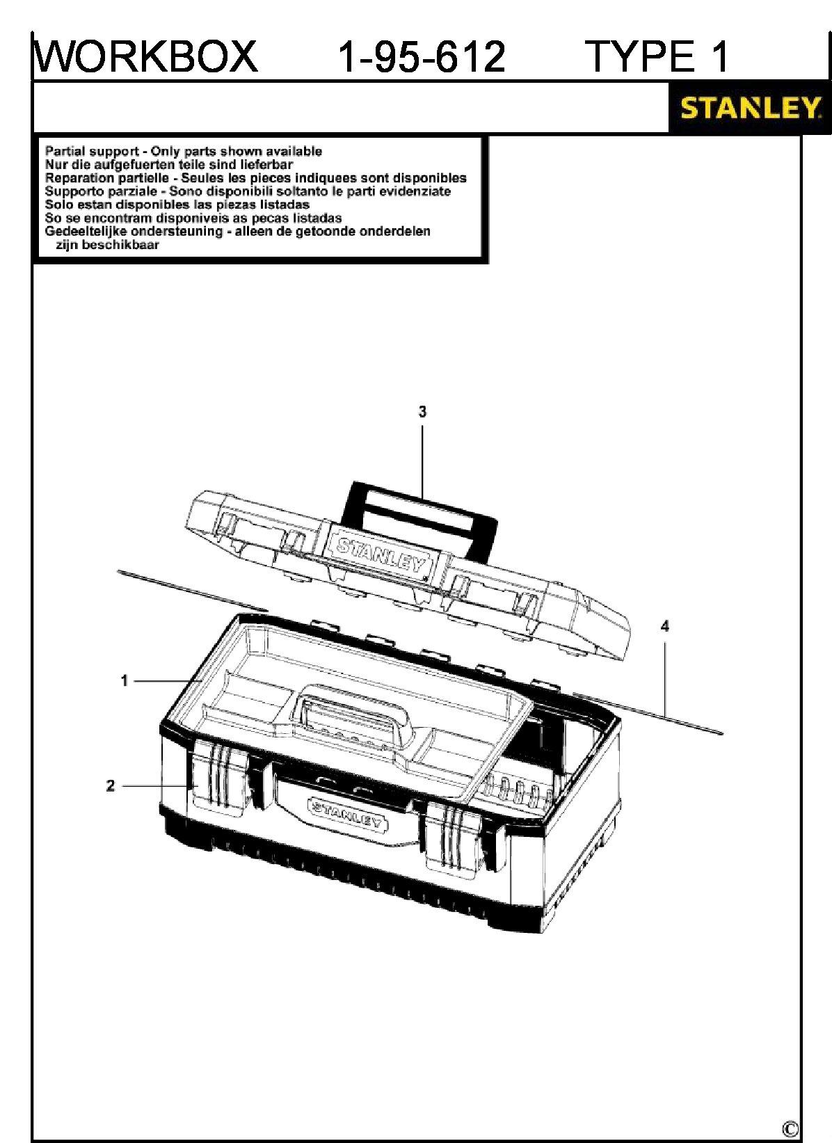 ЗАПЧАСТИ ДЛЯ ЯЩИКА ИНСТРУМЕНТАЛЬНОГО STANLEY 1-95-612 TYPE 1