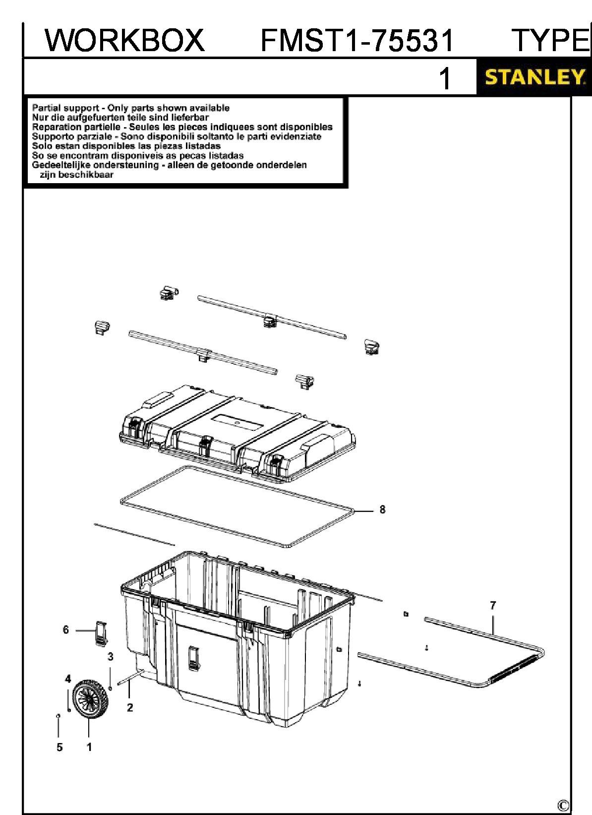 ЗАПЧАСТИ ДЛЯ ЯЩИКА ИНСТРУМЕНТАЛЬНОГО STANLEY FMST1-75531 TYPE 1