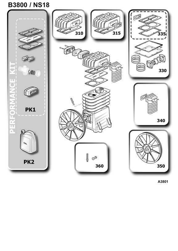 ЗАПЧАСТИ ДЛЯ КОМПРЕССОРА ПОРШНЕВОГО ABAC B3800B/100 PLUS CT4 V400 (АРТ. 4116018761) (ДЕТАЛИРОВКА БЛОКА ПОРШНЕВОГО)