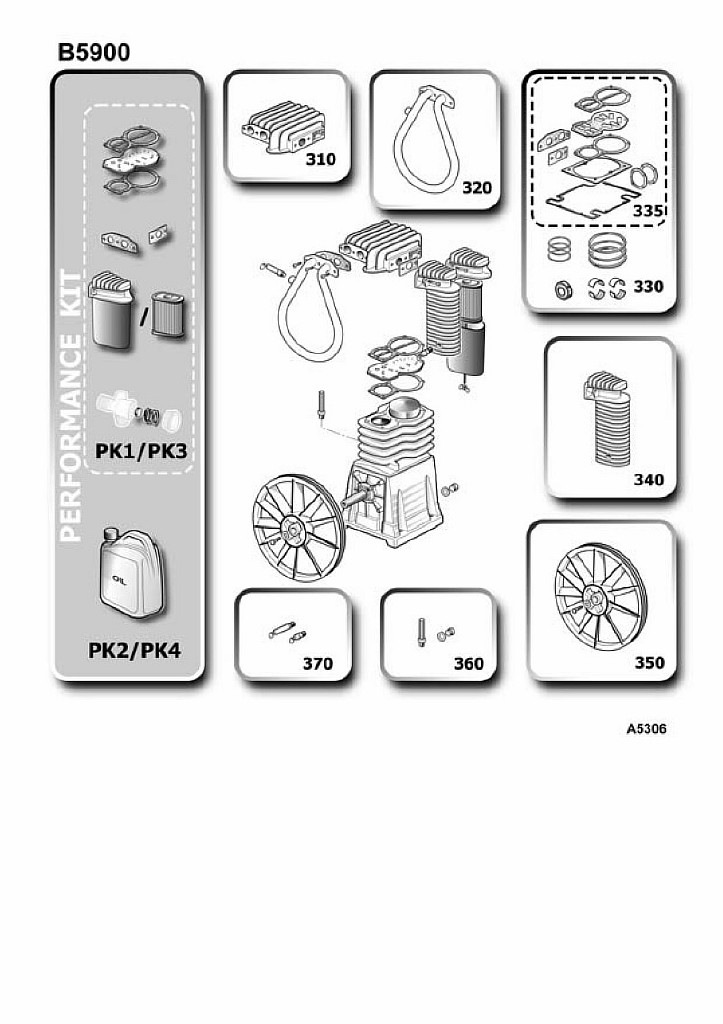 ЗАПЧАСТИ ДЛЯ КОМПРЕССОРА ПОРШНЕВОГО ABAC B5900B/100 CT5,5 V400 (АРТ. 4116019676) (ДЕТАЛИРОВКА БЛОКА ПОРШНЕВОГО)