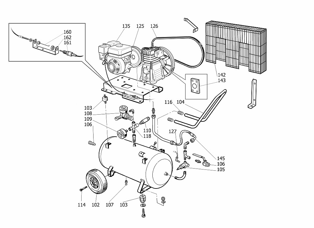 ЗАПЧАСТИ ДЛЯ КОМПРЕССОРА ПОРШНЕВОГО ABAC ENGINEAIR А39B/50 5HP V400 (АРТ. 4116002087) (КАТАЛОГ ОБЩЕГО ВИДА)