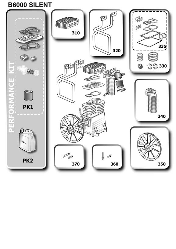 ЗАПЧАСТИ ДЛЯ КОМПРЕССОРА ПОРШНЕВОГО ABAC ENGINEAIR 8/270 B6000 (АРТ. 4116002069) (ДЕТАЛИРОВКА БЛОКА ПОРШНЕВОГО)