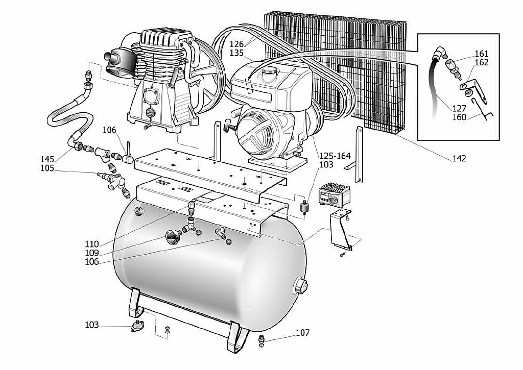 ЗАПЧАСТИ ДЛЯ КОМПРЕССОРА ПОРШНЕВОГО ABAC ENGINEAIR 8/270 B6000 (АРТ. 4116002069) (КАТАЛОГ ОБЩЕГО ВИДА)