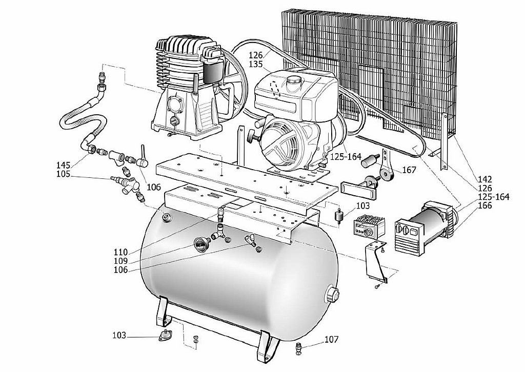 ЗАПЧАСТИ ДЛЯ КОМПРЕССОРА ПОРШНЕВОГО ABAC ENGINEAIR 8/270 B4900B (АРТ. 4116022578) (КАТАЛОГ ОБЩЕГО ВИДА)