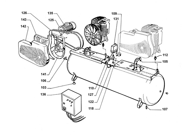 ЗАПЧАСТИ ДЛЯ КОМПРЕССОРА ПОРШНЕВОГО ABAC B6000/900 T7,5 TANDEM V400 (АРТ. 4116020203) (КАТАЛОГ ОБЩЕГО ВИДА)