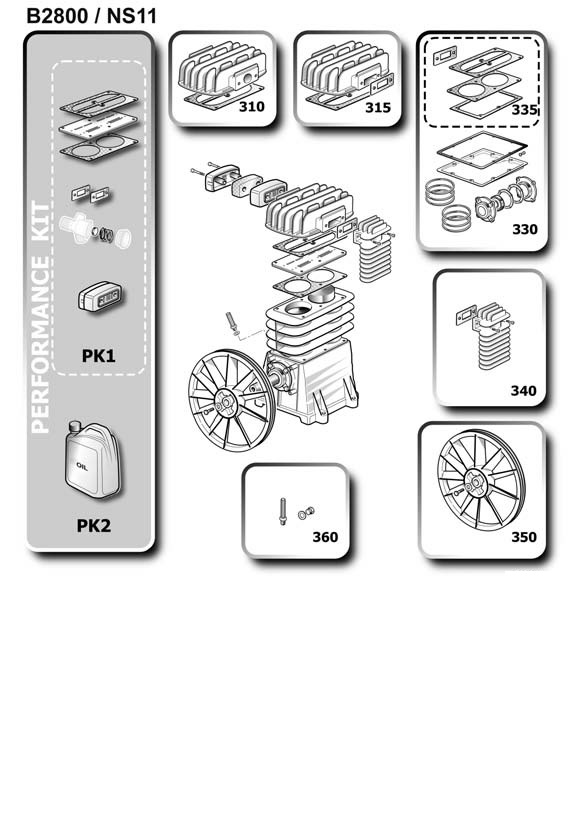 ЗАПЧАСТИ ДЛЯ КОМПРЕССОРА ПОРШНЕВОГО ABAC B2800/LN M2 V230 (АРТ. 4116007051) (ДЕТАЛИРОВКА БЛОКА ПОРШНЕВОГО)