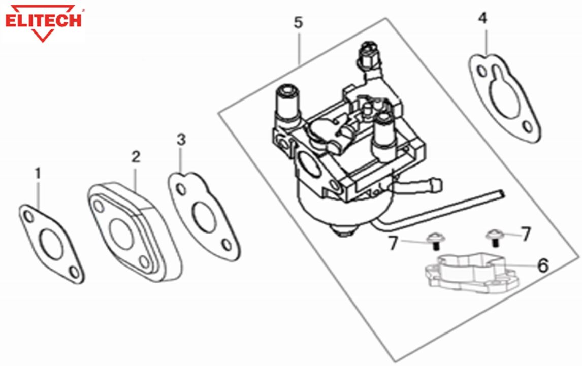 ЗАПЧАСТИ ДЛЯ ГЕНЕРАТОРА ИНВЕРТОРНОГО БЕНЗИНОВОГО ELITECH БИГ 2000ТС (КАРБЮРАТОР)
