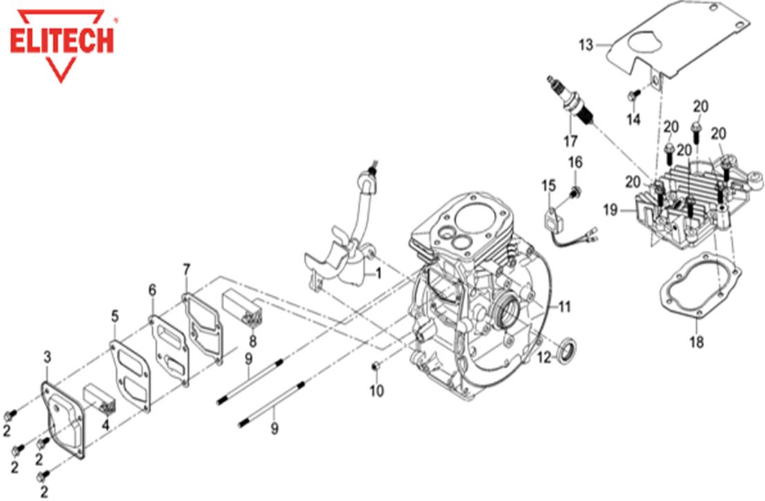 ЗАПЧАСТИ ДЛЯ ГЕНЕРАТОРА БЕНЗИНОВОГО ELITECH БЭС 1200Р (КАРТЕР)