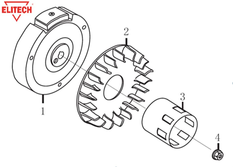 ЗАПЧАСТИ ДЛЯ ГЕНЕРАТОРА БЕНЗИНОВОГО ELITECH БЭС 1200Р (МАХОВИК)