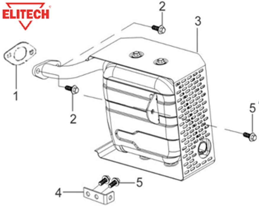 ЗАПЧАСТИ ДЛЯ ГЕНЕРАТОРА БЕНЗИНОВОГО ELITECH БЭС 1200Р (ГЛУШИТЕЛЬ)