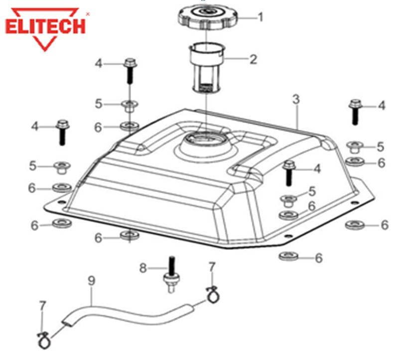 ЗАПЧАСТИ ДЛЯ ГЕНЕРАТОРА БЕНЗИНОВОГО ELITECH БЭС 1200Р (БАК ТОПЛИВНЫЙ)