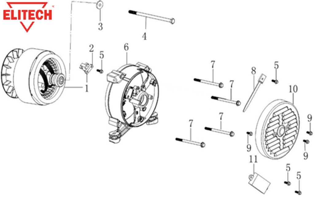 ЗАПЧАСТИ ДЛЯ ГЕНЕРАТОРА БЕНЗИНОВОГО ELITECH БЭС 1200Р (АЛЬТЕРНАТОР)