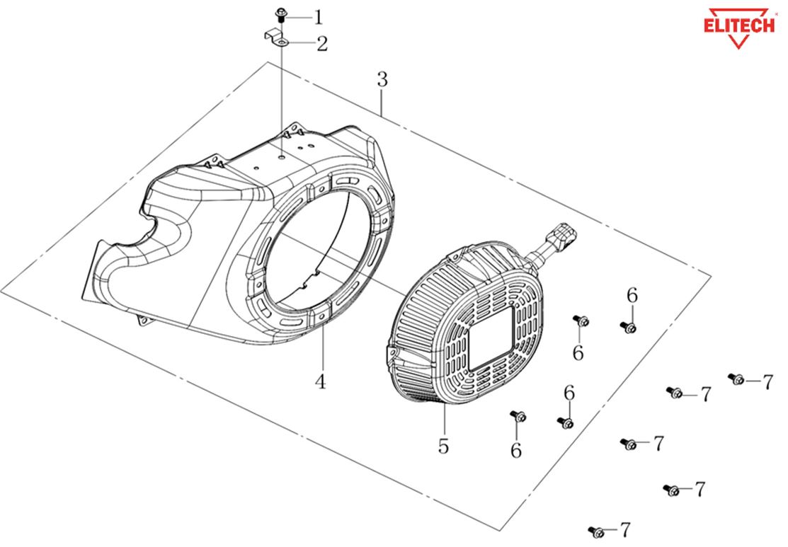 ЗАПЧАСТИ ДЛЯ ГЕНЕРАТОРА БЕНЗИНОВОГО ELITECH БЭС 12500ЕМК,ЕТМК (СТАРТЕР)