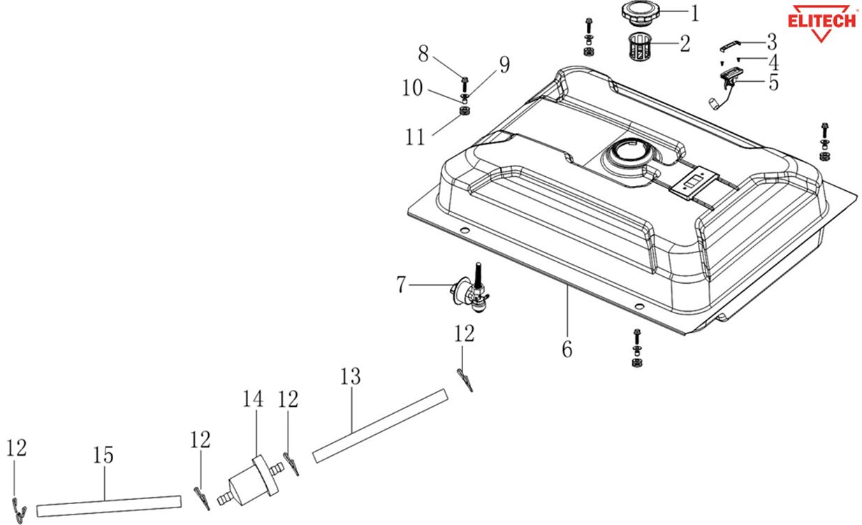 ЗАПЧАСТИ ДЛЯ ГЕНЕРАТОРА БЕНЗИНОВОГО ELITECH БЭС 12500ЕМК,ЕТМК (БАК ТОПЛИВНЫЙ)