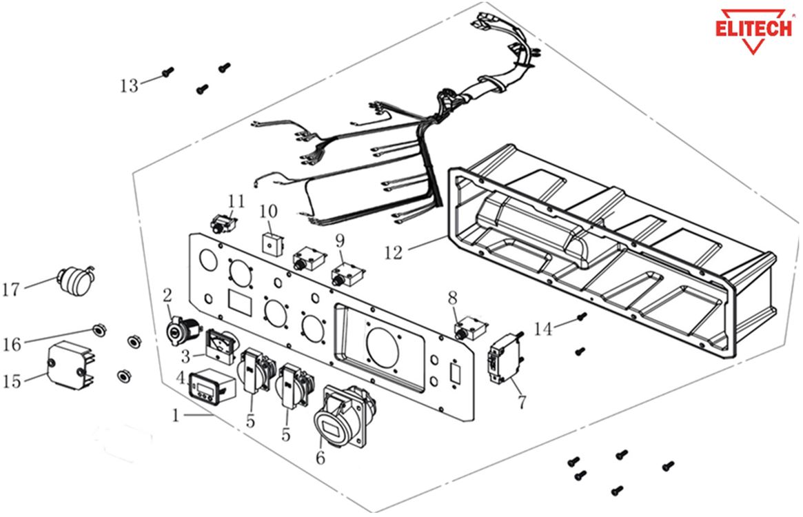 ЗАПЧАСТИ ДЛЯ ГЕНЕРАТОРА БЕНЗИНОВОГО ELITECH БЭС 12500ЕМК,ЕТМК (ПАНЕЛЬ УПРАВЛЕНИЯ)