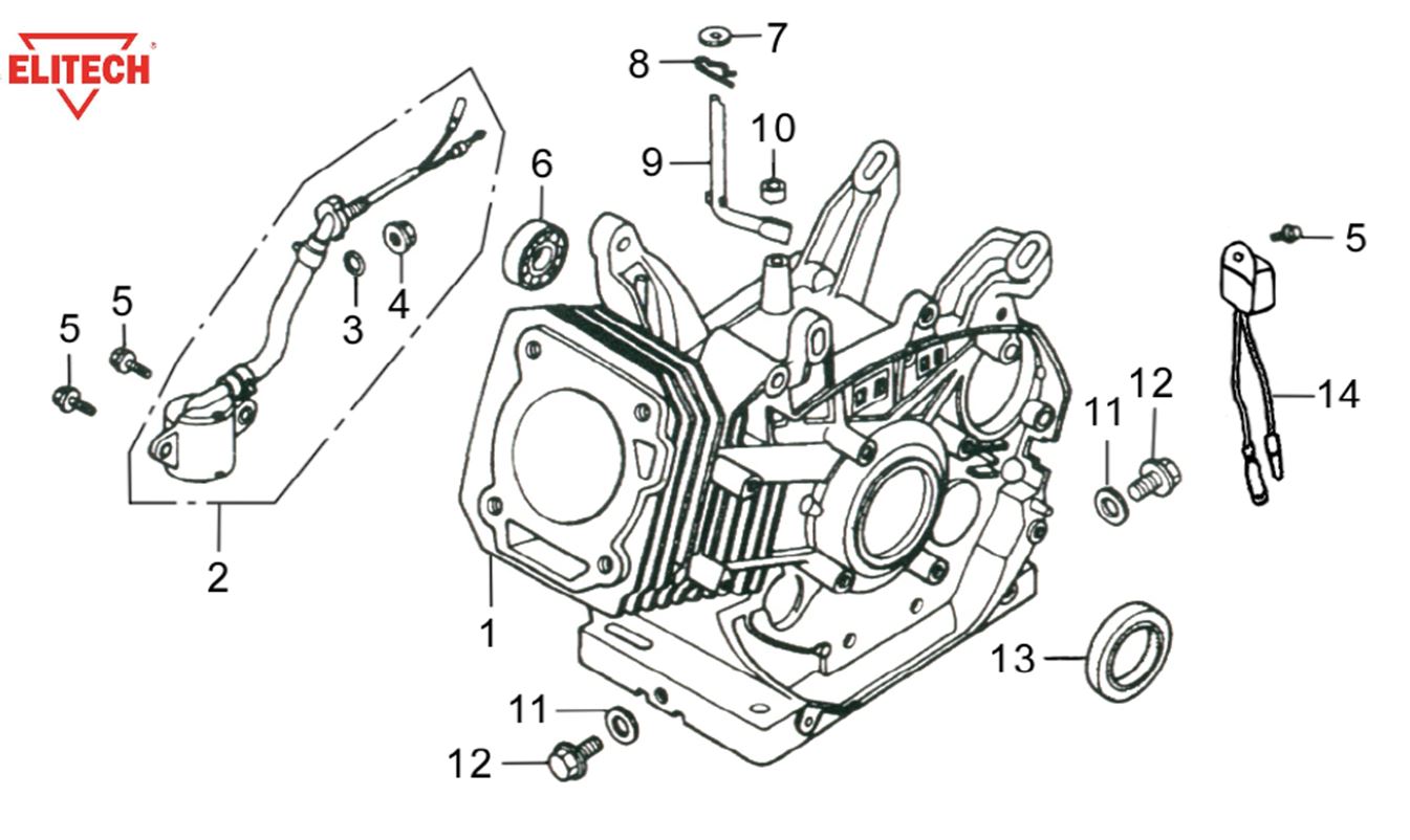 ЗАПЧАСТИ ДЛЯ ГЕНЕРАТОРА БЕНЗИНОВОГО ELITECH БЭС 6500РТ (КАРТЕР)