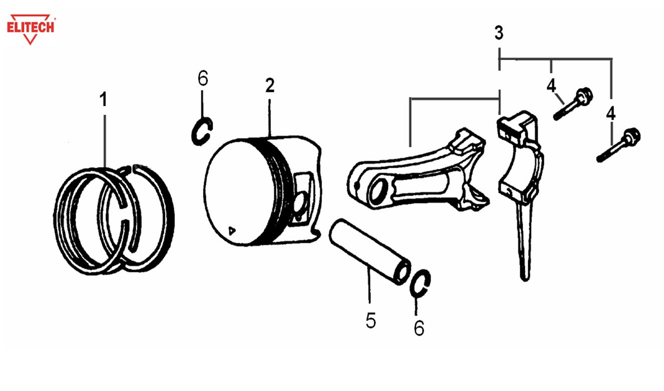 ЗАПЧАСТИ ДЛЯ ГЕНЕРАТОРА БЕНЗИНОВОГО ELITECH БЭС 6500РТ (ПОРШЕНЬ, КОЛЬЦА ПОРШНЕВЫЕ, ШАТУН)
