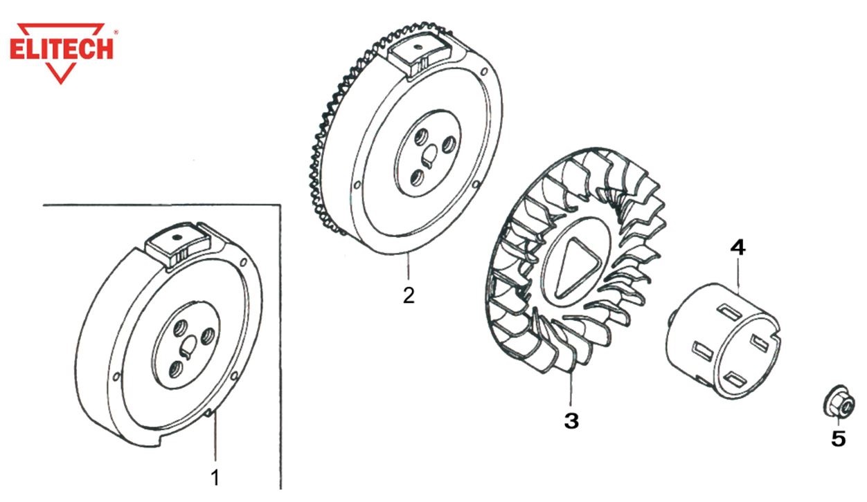 ЗАПЧАСТИ ДЛЯ ГЕНЕРАТОРА БЕНЗИНОВОГО ELITECH БЭС 6500РТ (МАХОВИК)