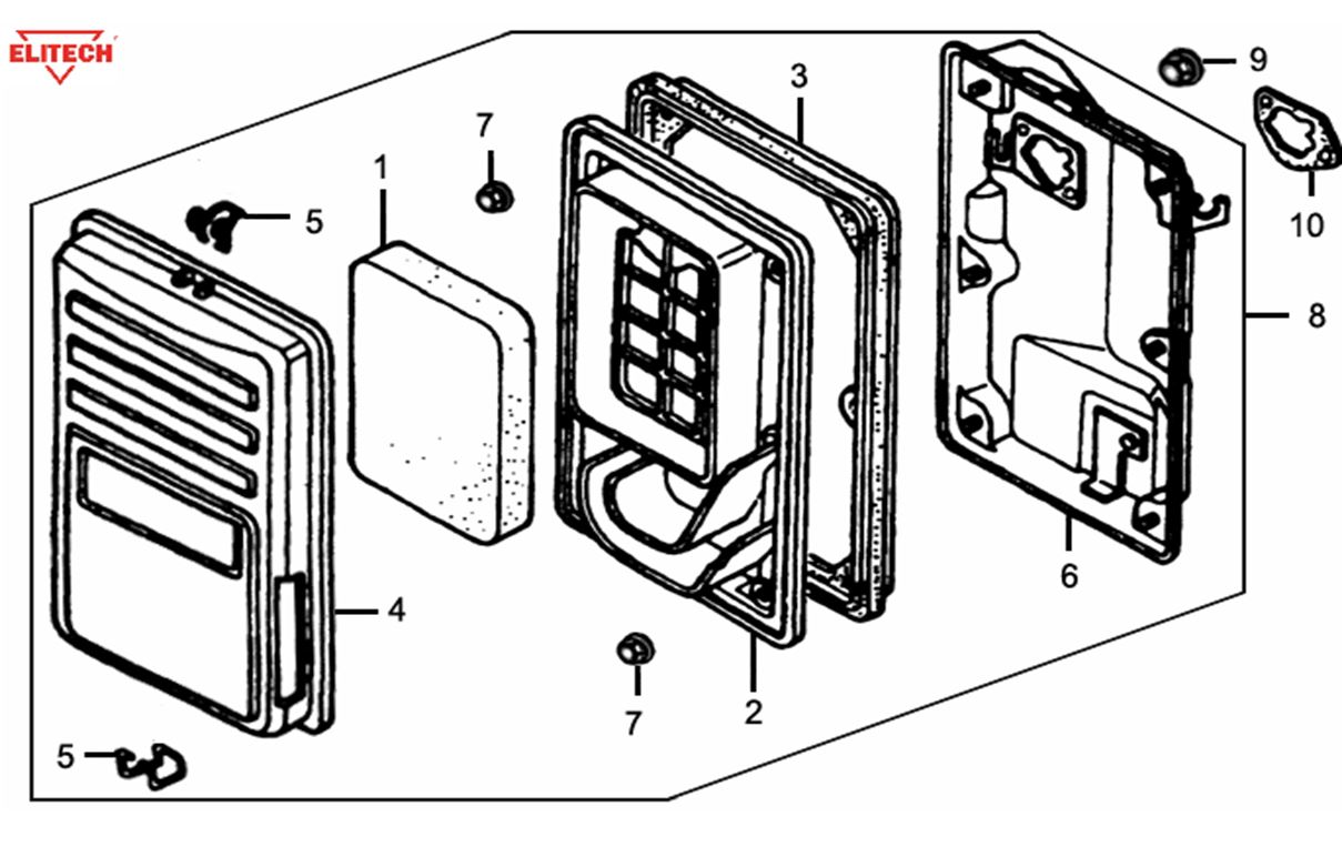 ЗАПЧАСТИ ДЛЯ ГЕНЕРАТОРА БЕНЗИНОВОГО ELITECH БЭС 6500РТ (ФИЛЬТР ВОЗДУШНЫЙ)