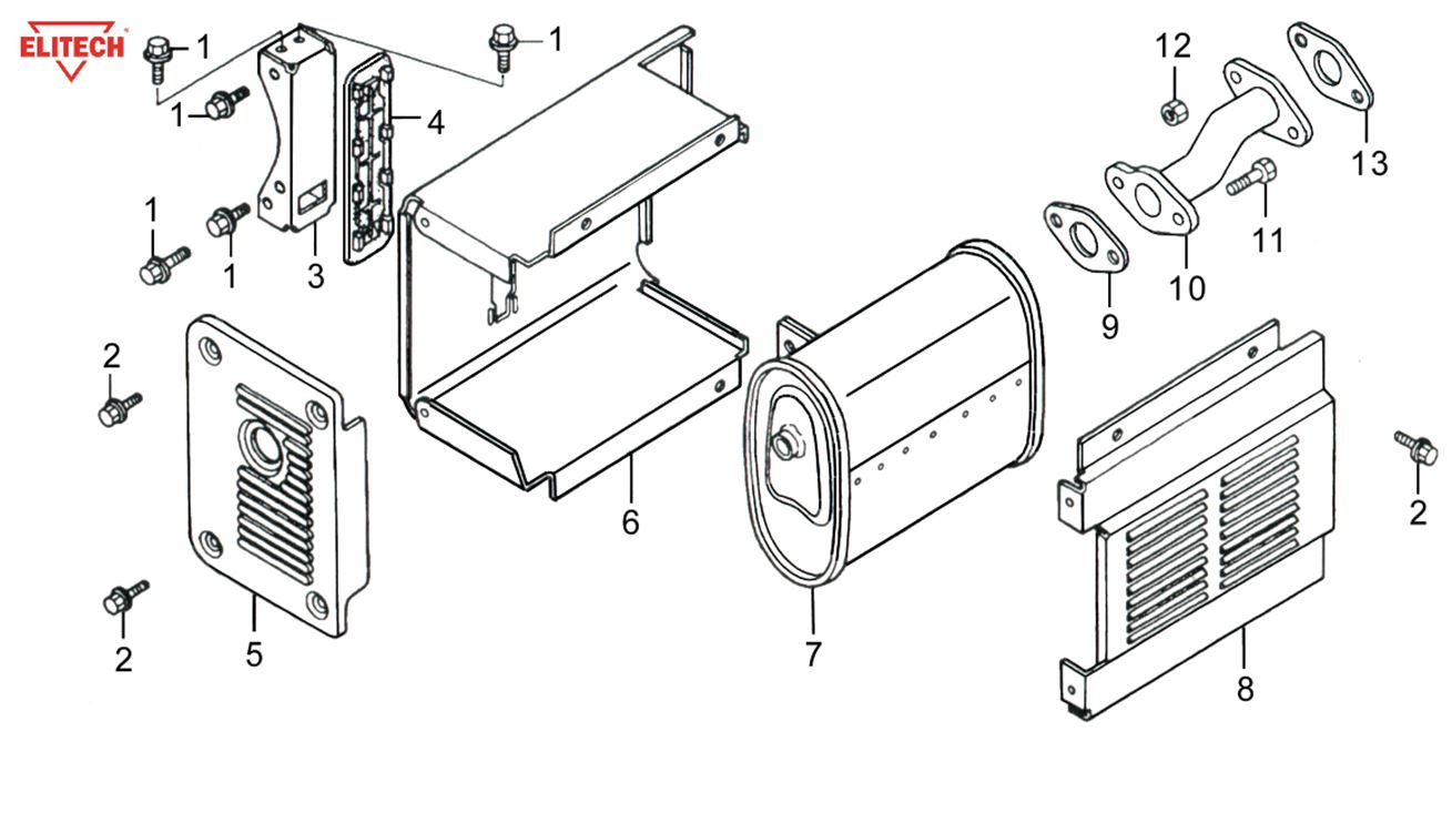 ЗАПЧАСТИ ДЛЯ ГЕНЕРАТОРА БЕНЗИНОВОГО ELITECH БЭС 6500РТ (ГЛУШИТЕЛЬ)
