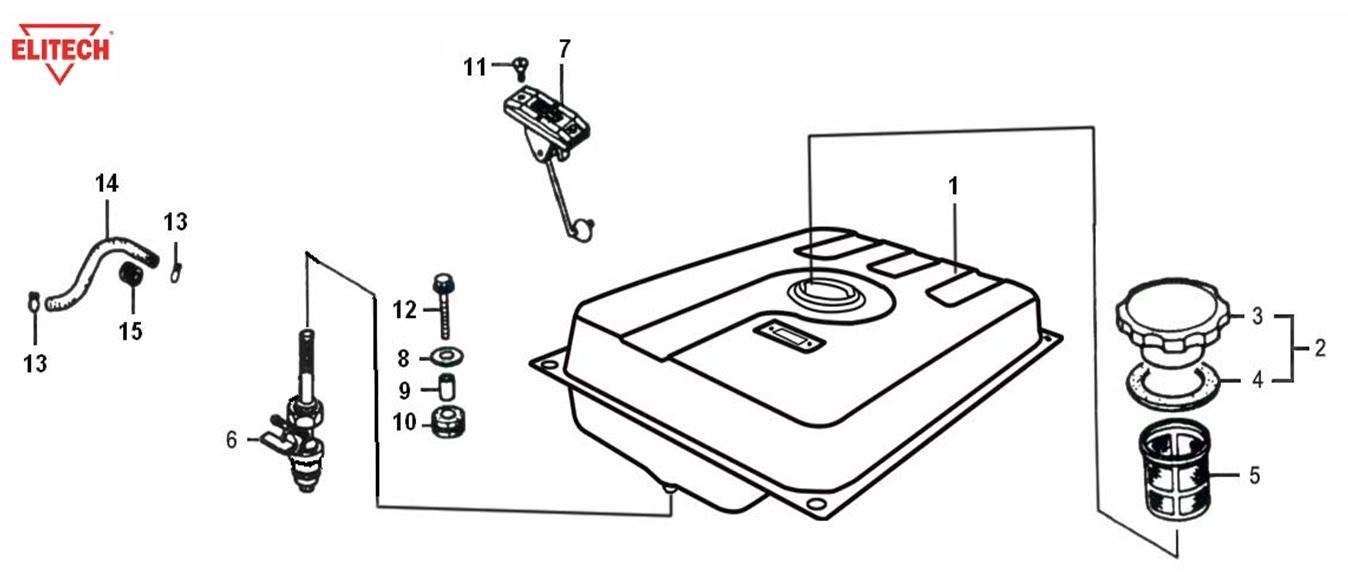 ЗАПЧАСТИ ДЛЯ ГЕНЕРАТОРА БЕНЗИНОВОГО ELITECH БЭС 6500РТ (БАК ТОПЛИВНЫЙ)