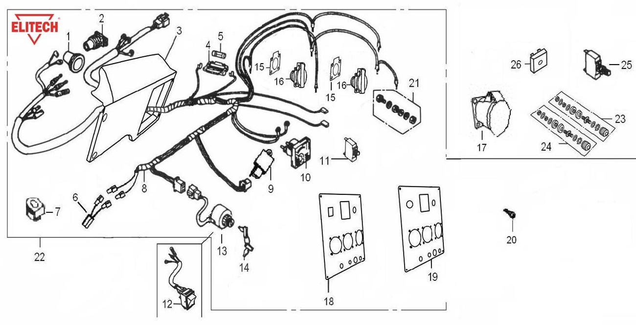 ЗАПЧАСТИ ДЛЯ ГЕНЕРАТОРА БЕНЗИНОВОГО ELITECH БЭС 6500РТ (ПАНЕЛЬ УПРАВЛЕНИЯ)
