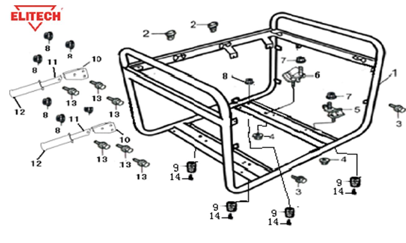 ЗАПЧАСТИ ДЛЯ ГЕНЕРАТОРА БЕНЗИНОВОГО ELITECH БЭС 6500РТ (РАМА)