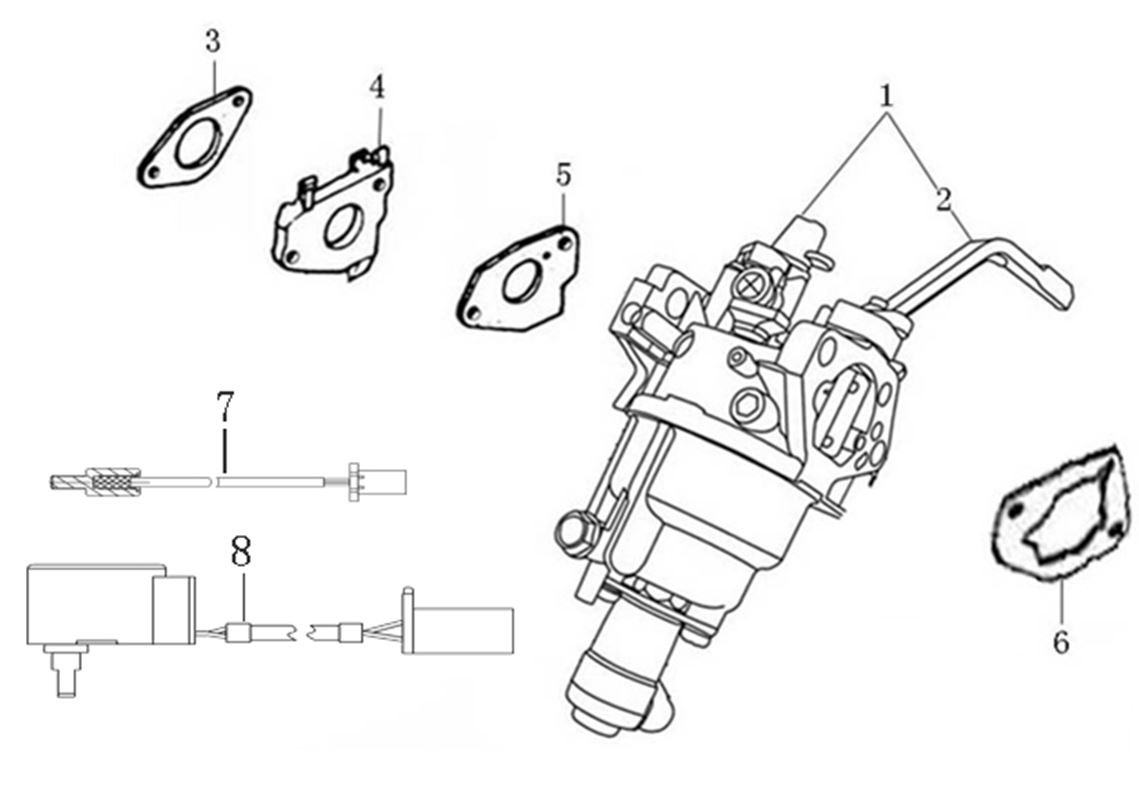 ЗАПЧАСТИ ДЛЯ ГЕНЕРАТОРА БЕНЗИНОВОГО ELITECH БЭС 8000ЕАМ (КАРБЮРАТОР)