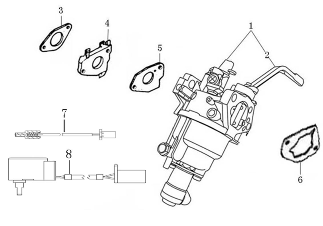 ЗАПЧАСТИ ДЛЯ ГЕНЕРАТОРА БЕНЗИНОВОГО ELITECH БЭС 8000ЕТАМ (КАРБЮРАТОР)