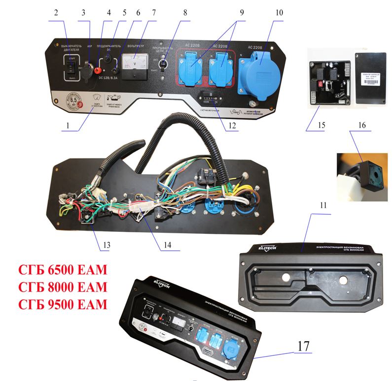 ЗАПЧАСТИ ДЛЯ ГЕНЕРАТОРА БЕНЗИНОВОГО ELITECH СГБ 6500ЕАМ (ПАНЕЛЬ УПРАВЛЕНИЯ)