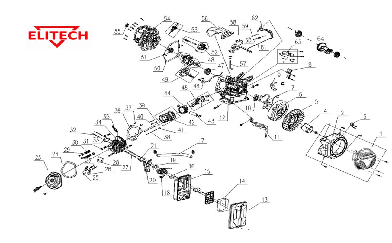 ЗАПЧАСТИ ДЛЯ ДВИГАТЕЛЯ ГЕНЕРАТОРА БЕНЗИНОВОГО ELITECH СГБ 8000ЕМ ПРО