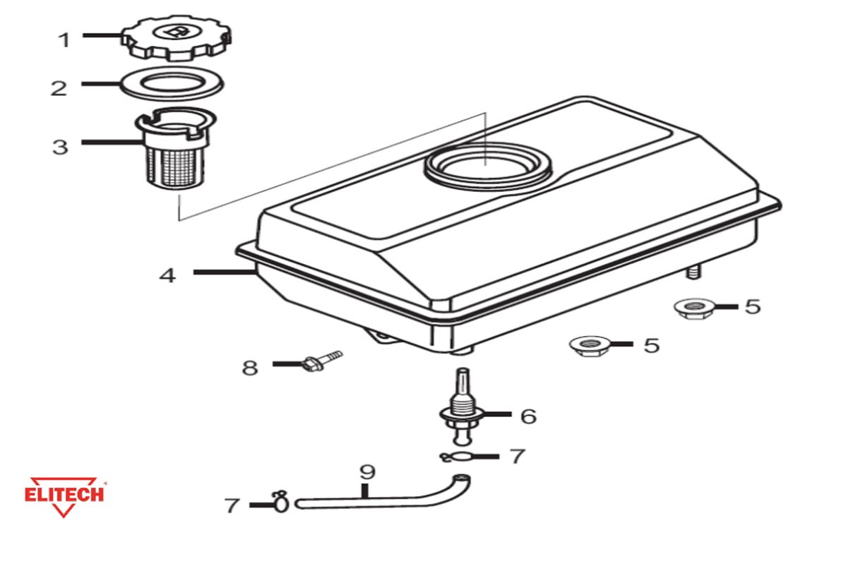 ЗАПЧАСТИ ДЛЯ МОТОПОМПЫ БЕНЗИНОВОЙ ELITECH МБ 200 Д 40 (БАК ТОПЛИВНЫЙ)
