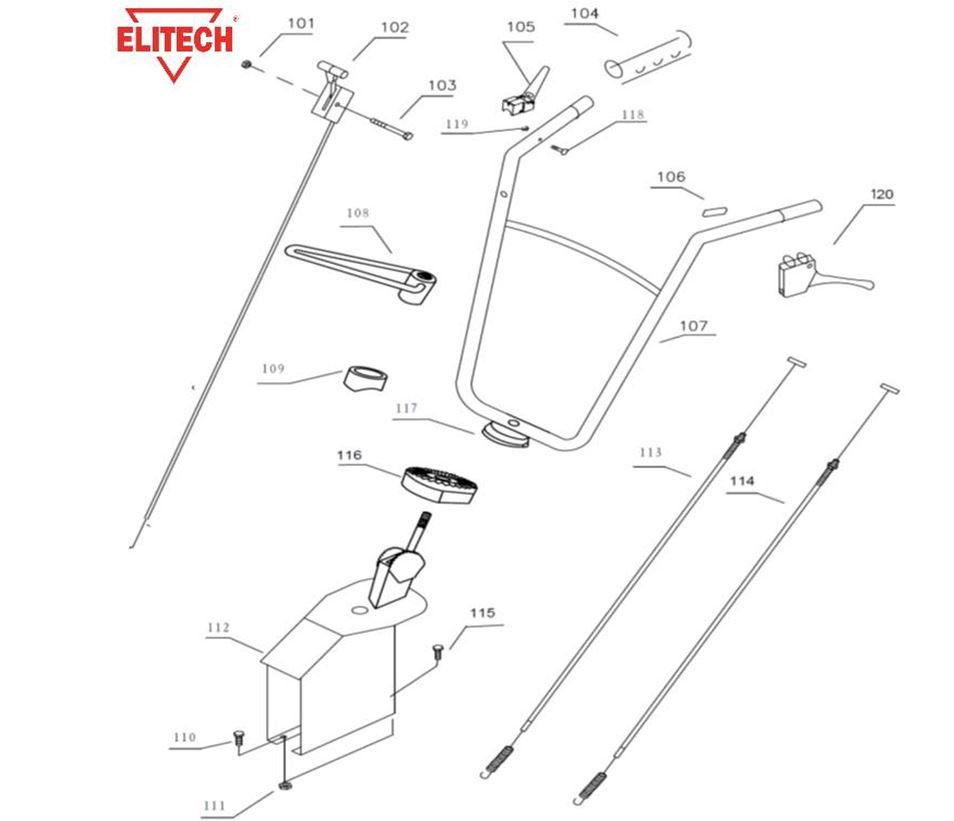 ЗАПЧАСТИ ДЛЯ КУЛЬТИВАТОРА БЕНЗИНОВОГО ELITECH КБ 60Р (РУКОЯТКА УПРАВЛЕНИЯ)