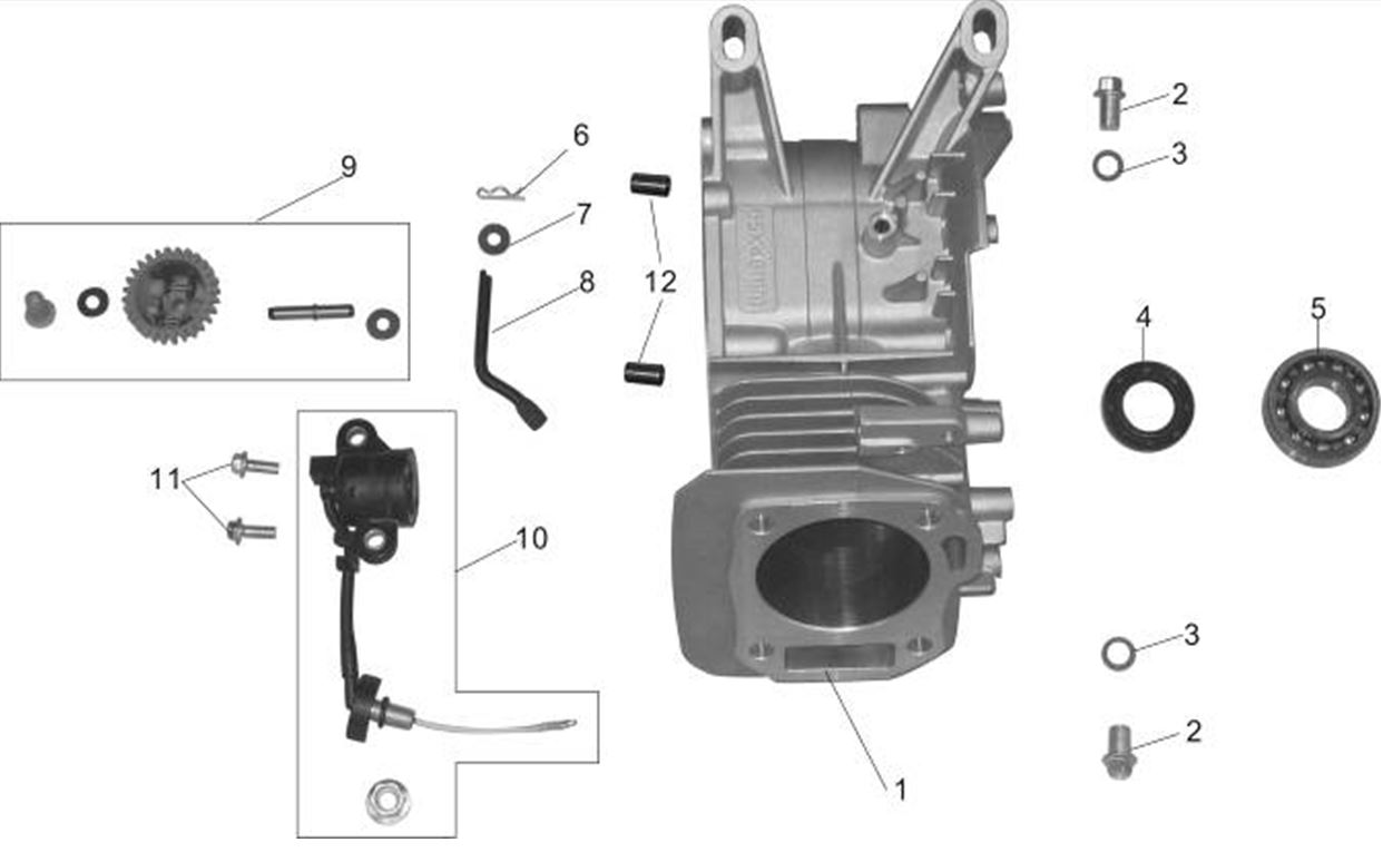 ЗАПЧАСТИ ДЛЯ ДВИГАТЕЛЯ БЕНЗИНОВОГО SR168F (КАРТЕР)