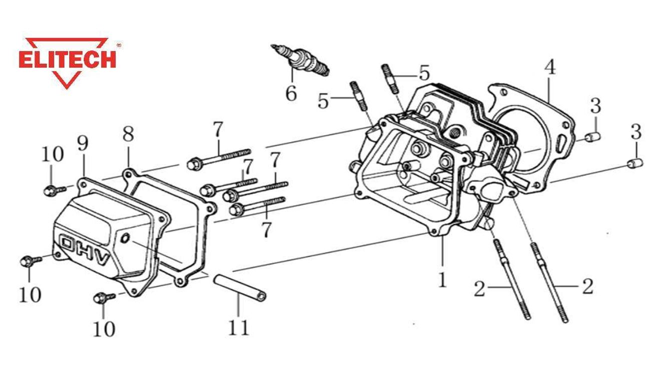 ЗАПЧАСТИ ДЛЯ ДВИГАТЕЛЯ БЕНЗИНОВОГО LONCIN LC170F-2 (ГОЛОВКА ЦИЛИНДРА)