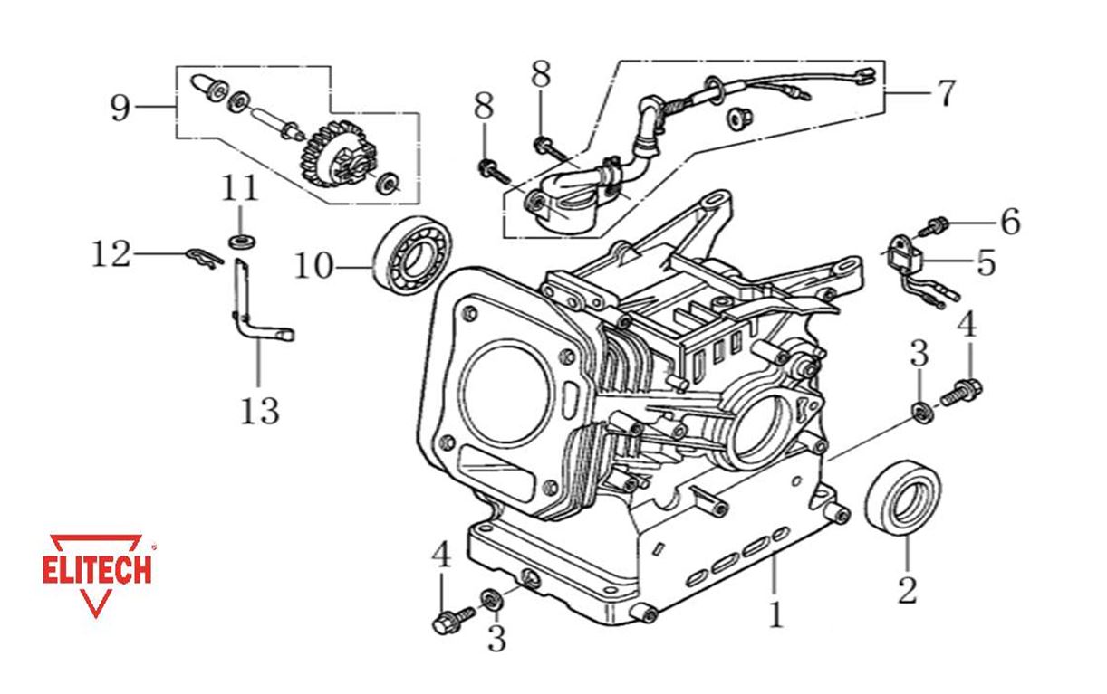 ЗАПЧАСТИ ДЛЯ ДВИГАТЕЛЯ БЕНЗИНОВОГО LONCIN LC170F-2 (КАРТЕР)