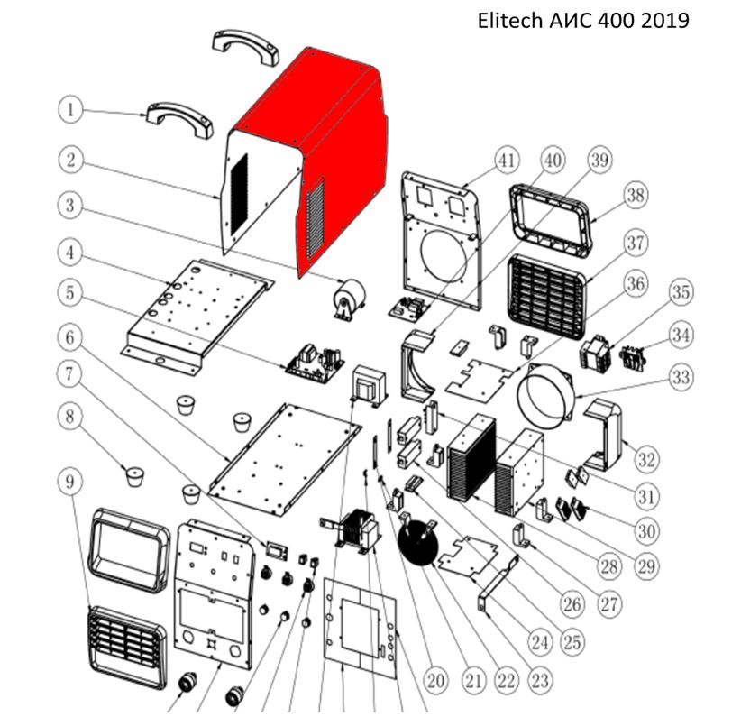 ЗАПЧАСТИ ДЛЯ ИНВЕРТОРА СВАРОЧНОГО ELITECH АИС 400 (2019 ГОД)