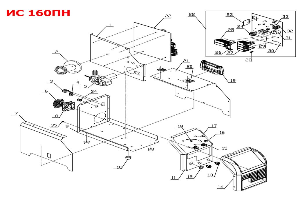 ЗАПЧАСТИ ДЛЯ ИНВЕРТОРА СВАРОЧНОГО ELITECH ИС 160ПН