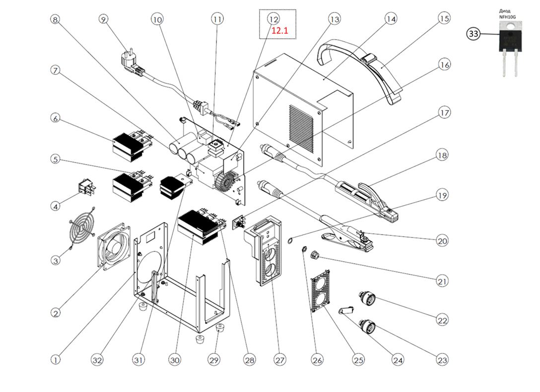 ЗАПЧАСТИ ДЛЯ ИНВЕРТОРА СВАРОЧНОГО ELITECH ИС 200М TEMI