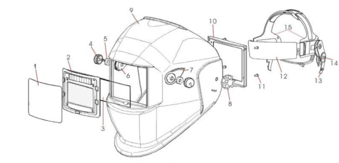 ЗАПЧАСТИ ДЛЯ МАСКИ СВАРОЧНОЙ ELITECH МС 600