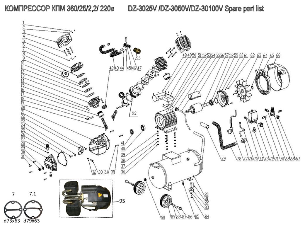 ЗАПЧАСТИ ДЛЯ КОМПРЕССОРА ПОРШНЕВОГО ELITECH КПМ 360/25