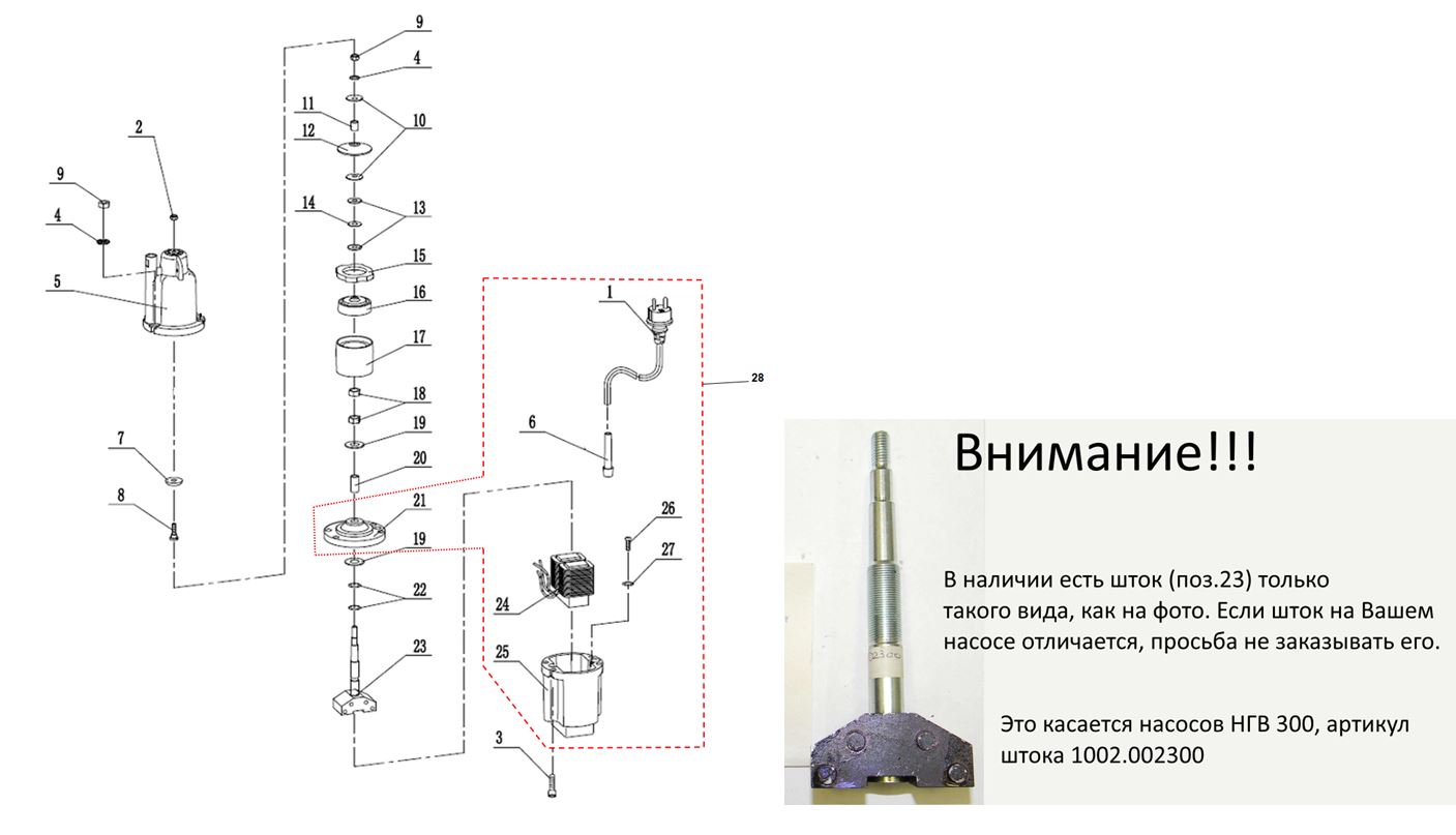 ЗАПЧАСТИ ДЛЯ НАСОСА ПОГРУЖНОГО ВИБРАЦИОННОГО ELITECH НГВ 300