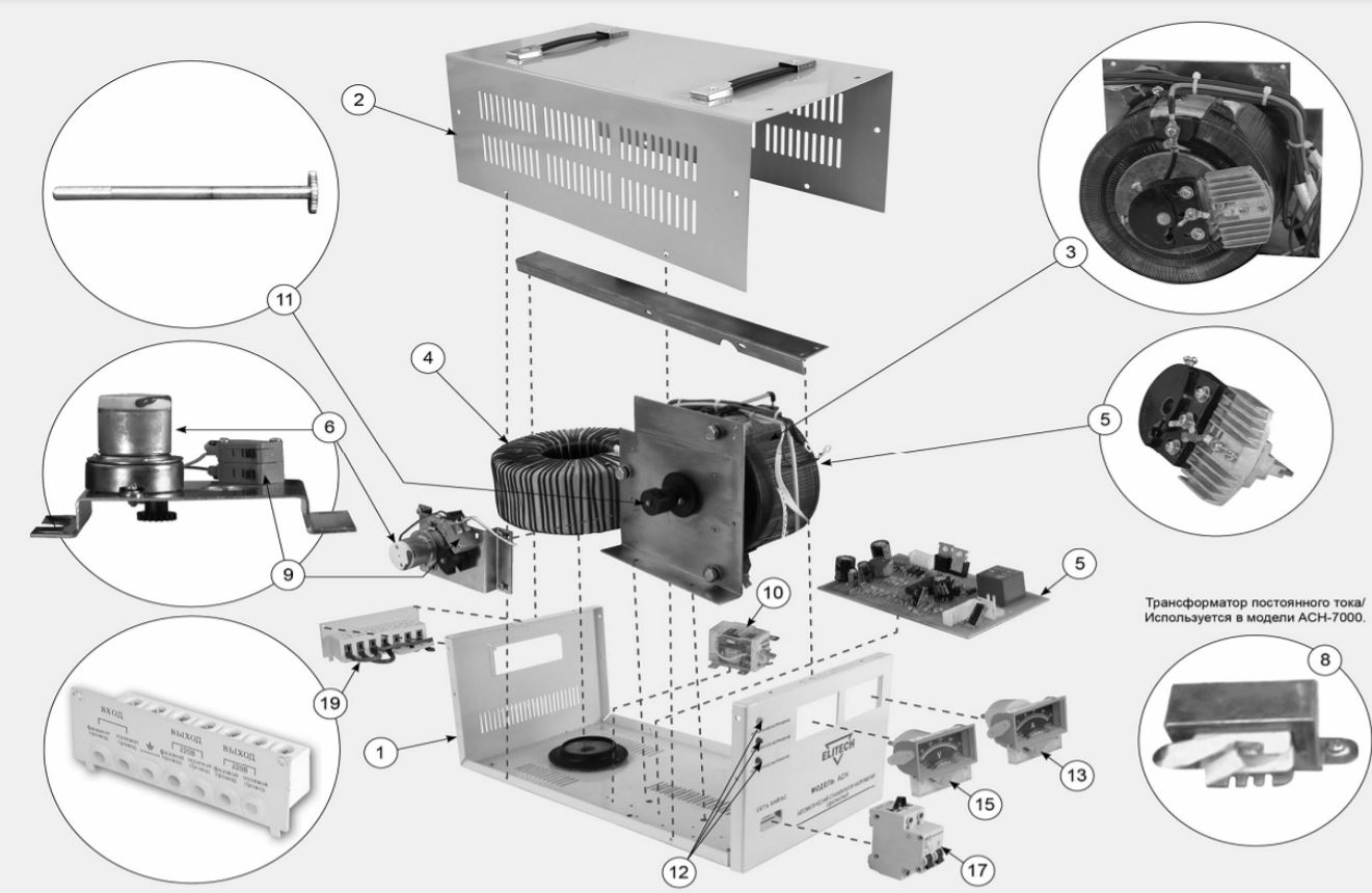 ЗАПЧАСТИ ДЛЯ СТАБИЛИЗАТОРА НАПРЯЖЕНИЯ ЭЛЕКТРИЧЕСКОГО ELITECH АСН 7000