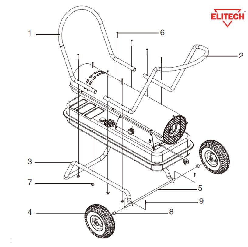 ЗАПЧАСТИ ДЛЯ НАГРЕВАТЕЛЯ ЖИДКОСТНОГО ПРЯМОГО НАГРЕВА ELITECH ТП 37ДБ (РУКОЯТКИ, КОЛЕСА)