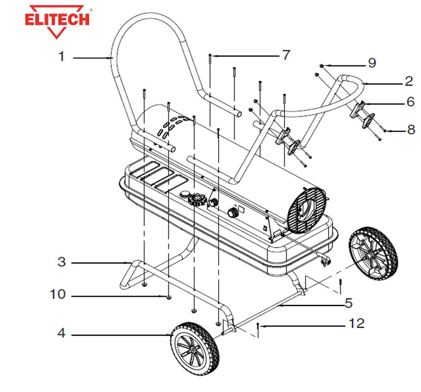 ЗАПЧАСТИ ДЛЯ НАГРЕВАТЕЛЯ ЖИДКОСТНОГО ПРЯМОГО НАГРЕВА ELITECH ТП 52ДП (РУКОЯТКИ, КОЛЕСА)