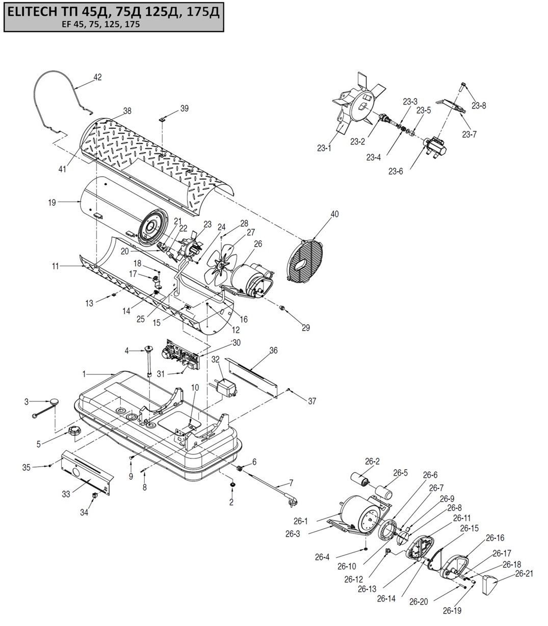 ЗАПЧАСТИ ДЛЯ НАГРЕВАТЕЛЯ ЖИДКОСТНОГО ПРЯМОГО НАГРЕВА ELITECH ТП 175Д (2012 ГОД) (ОБЩАЯ)
