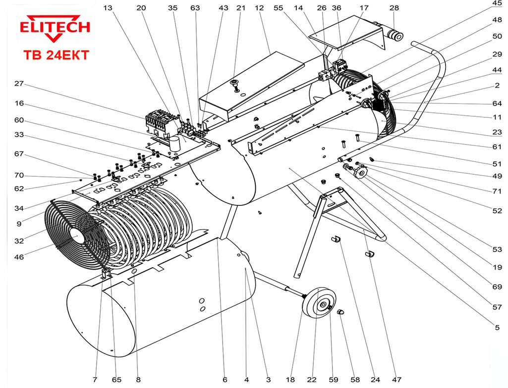 ЗАПЧАСТИ ДЛЯ НАГРЕВАТЕЛЯ ЭЛЕКТРИЧЕСКОГО (ТЕПЛОВЕНТИЛЯТОРА) ELITECH ТВ 24ЕКТ