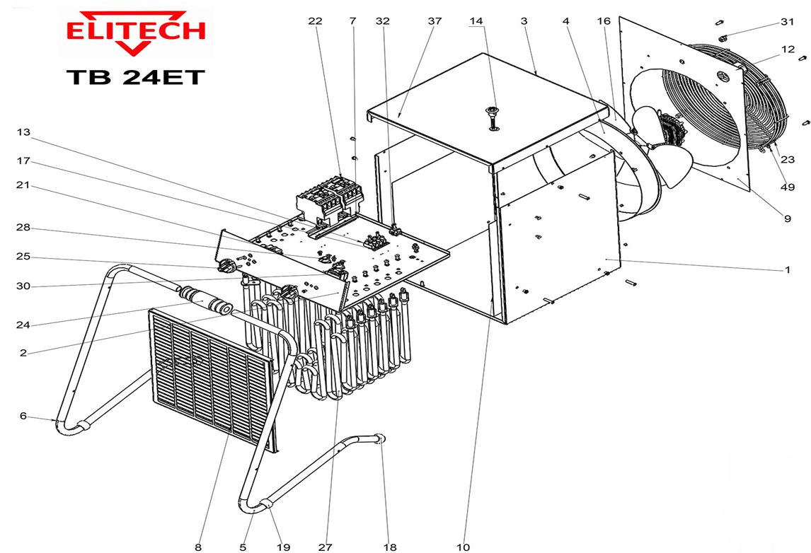 ЗАПЧАСТИ ДЛЯ НАГРЕВАТЕЛЯ ЭЛЕКТРИЧЕСКОГО (ТЕПЛОВЕНТИЛЯТОРА) ELITECH ТВ 24ЕТ